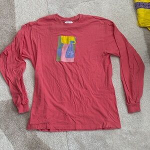 FRSH Coral Long Sleeve Tee with Color Block Graphic